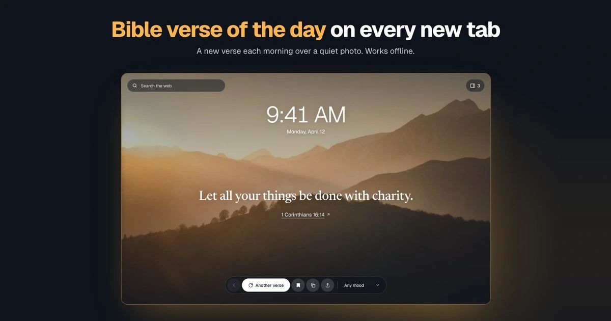 Random Bible Launches This Week: a Bible Verse of the Day on Every New Tab